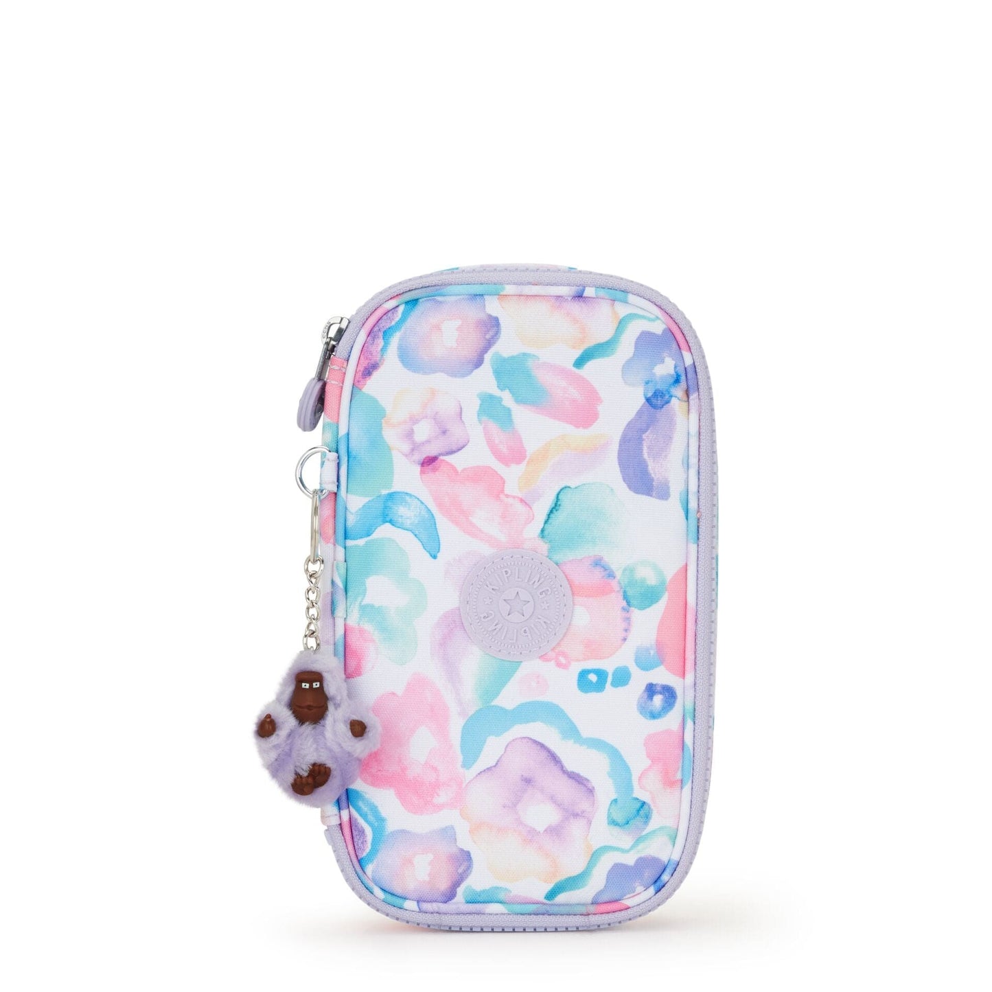 KIPLING-50 Pens-Medium pencase holds up to 50 pens-Aqua Flowers-I3707-2FW