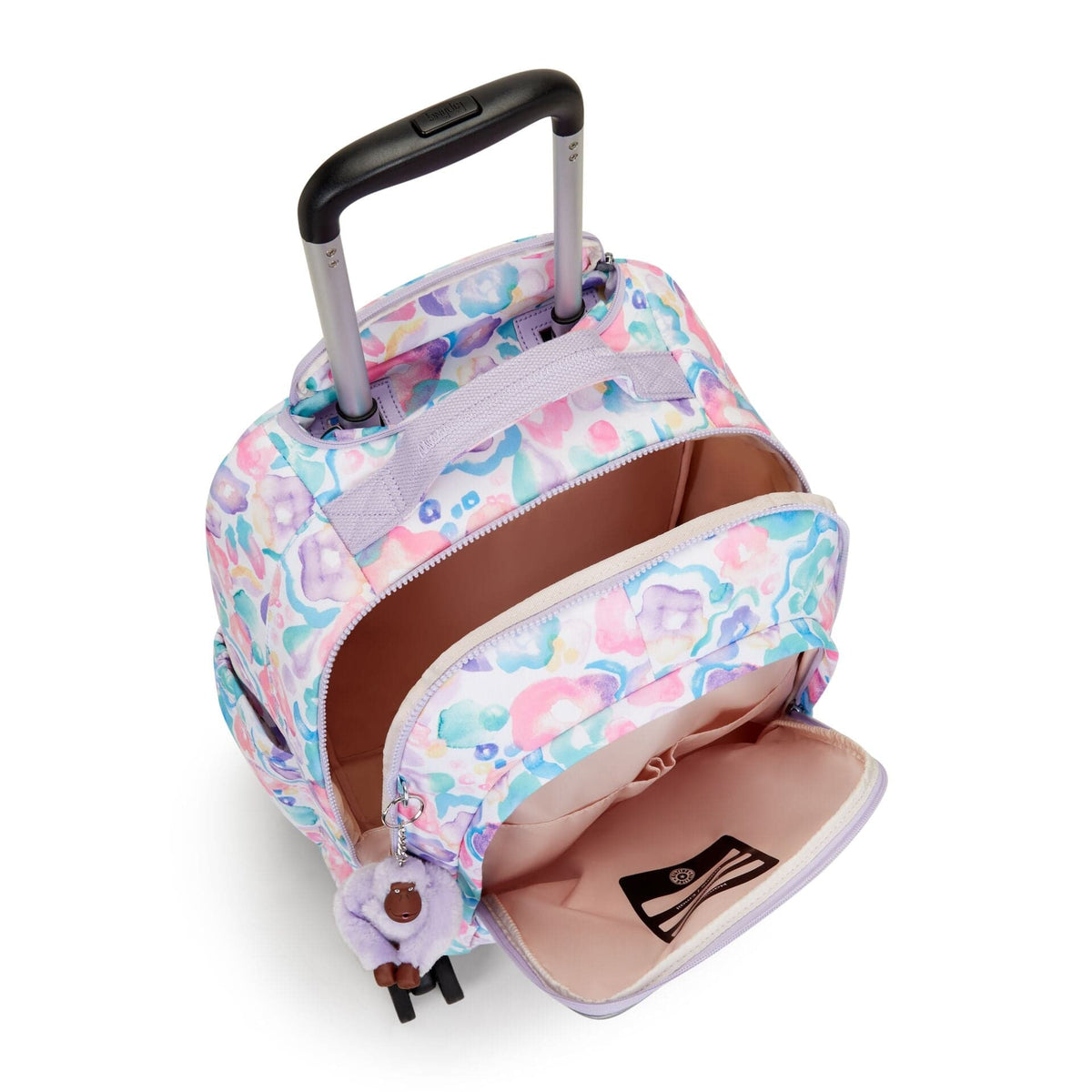 Kipling-New Zea-Large Wheeled Backpack (With Laptop Protection)-Aqua Flowers-I4674-2Fw