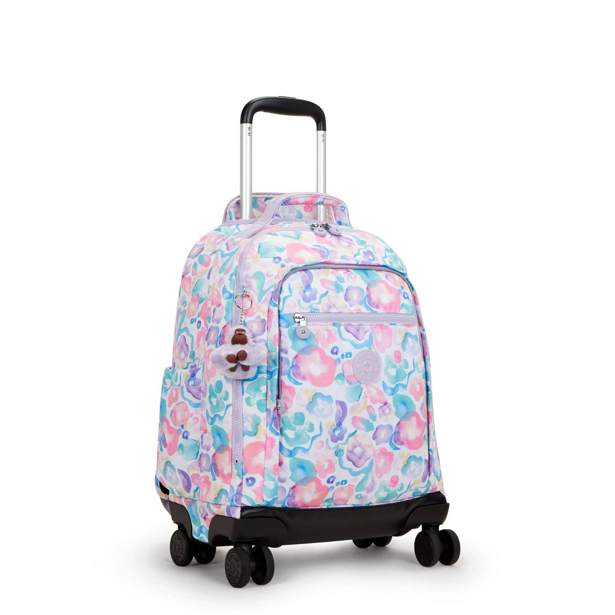 Kipling-New Zea-Large Wheeled Backpack (With Laptop Protection)-Aqua Flowers-I4674-2Fw