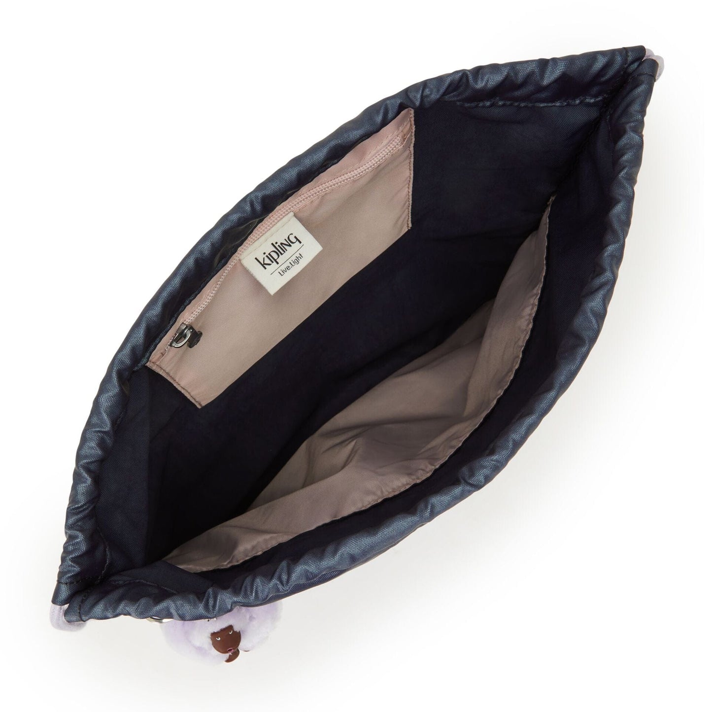 Kipling-Supertaboo-Medium Drawstring Bag-Admiral Bl Metallic-I4786-7Sp