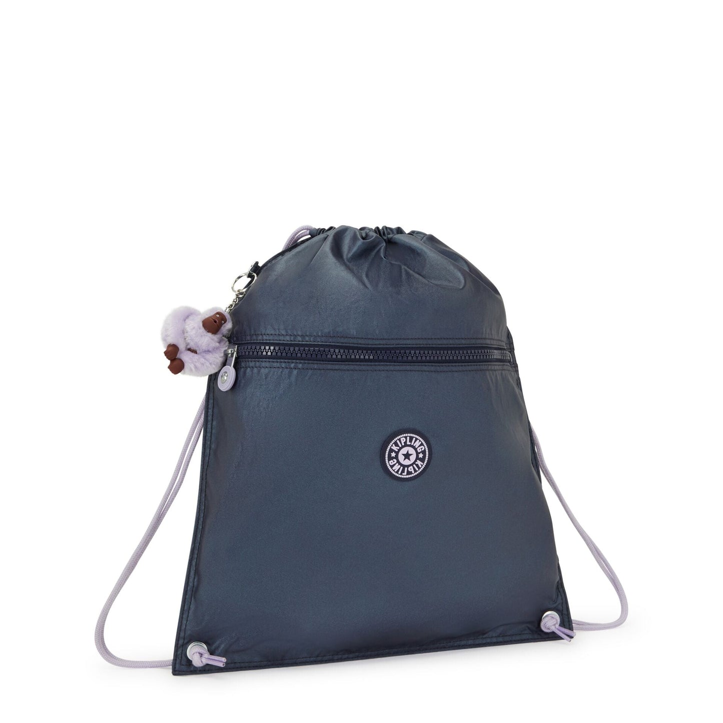 Kipling-Supertaboo-Medium Drawstring Bag-Admiral Bl Metallic-I4786-7Sp