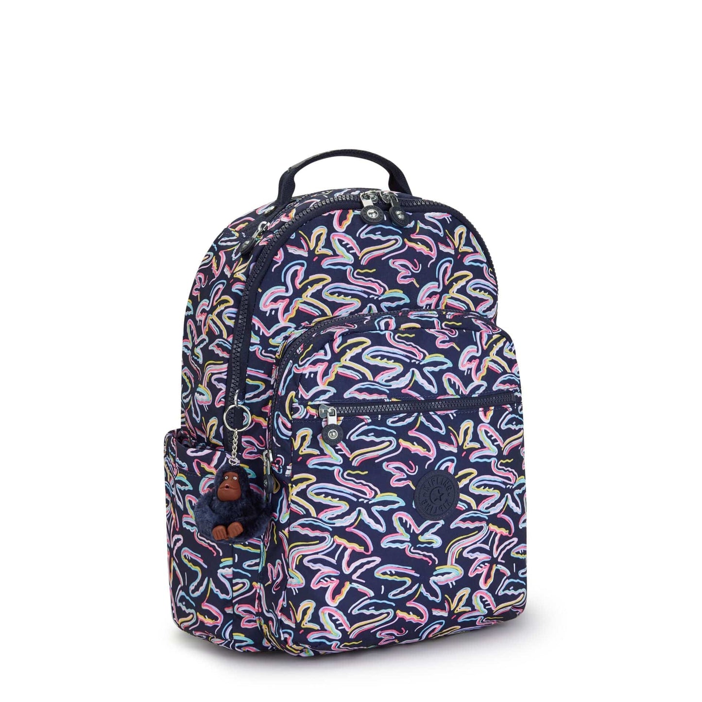 Kipling-Seoul-Large Backpack With Padded Laptop Compartment-Palm Fiesta Print-I4851-3Mc