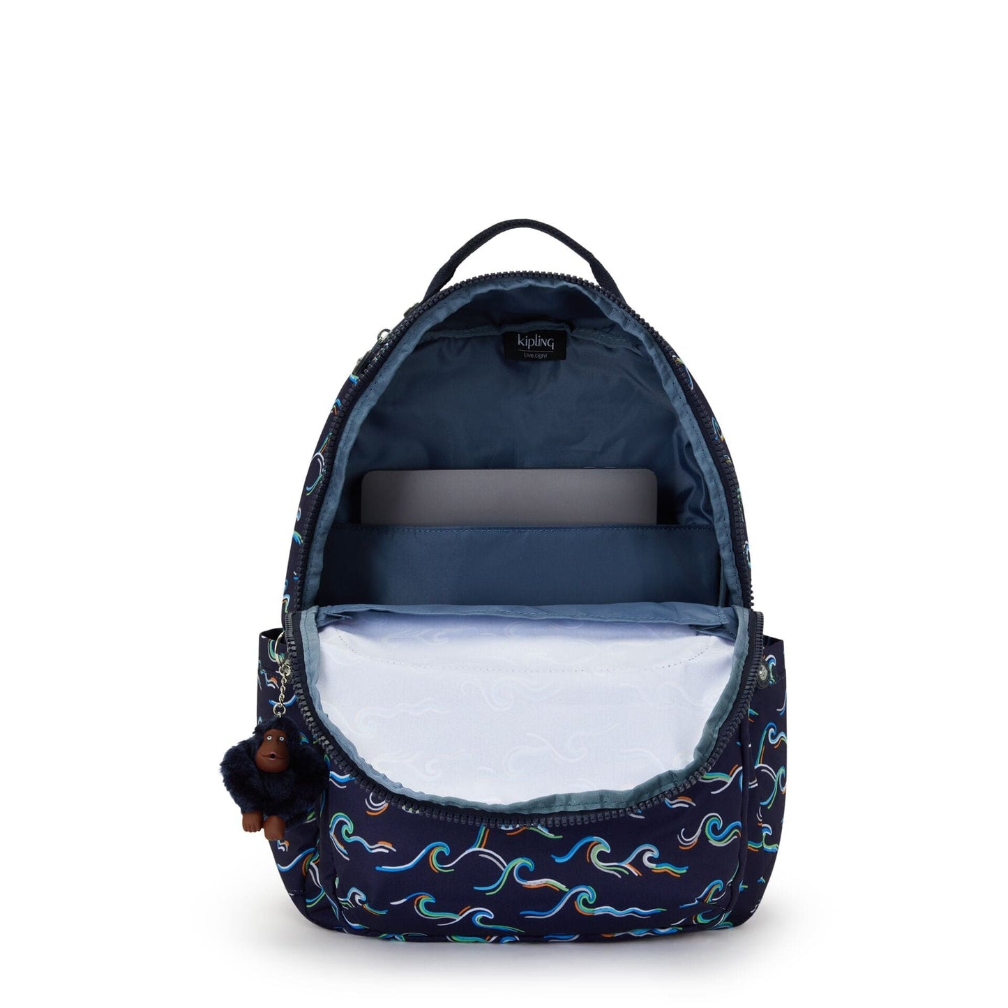 Kipling-Seoul-Large Backpack With Padded Laptop Compartment-Fun Ocean Print-I4851-W92