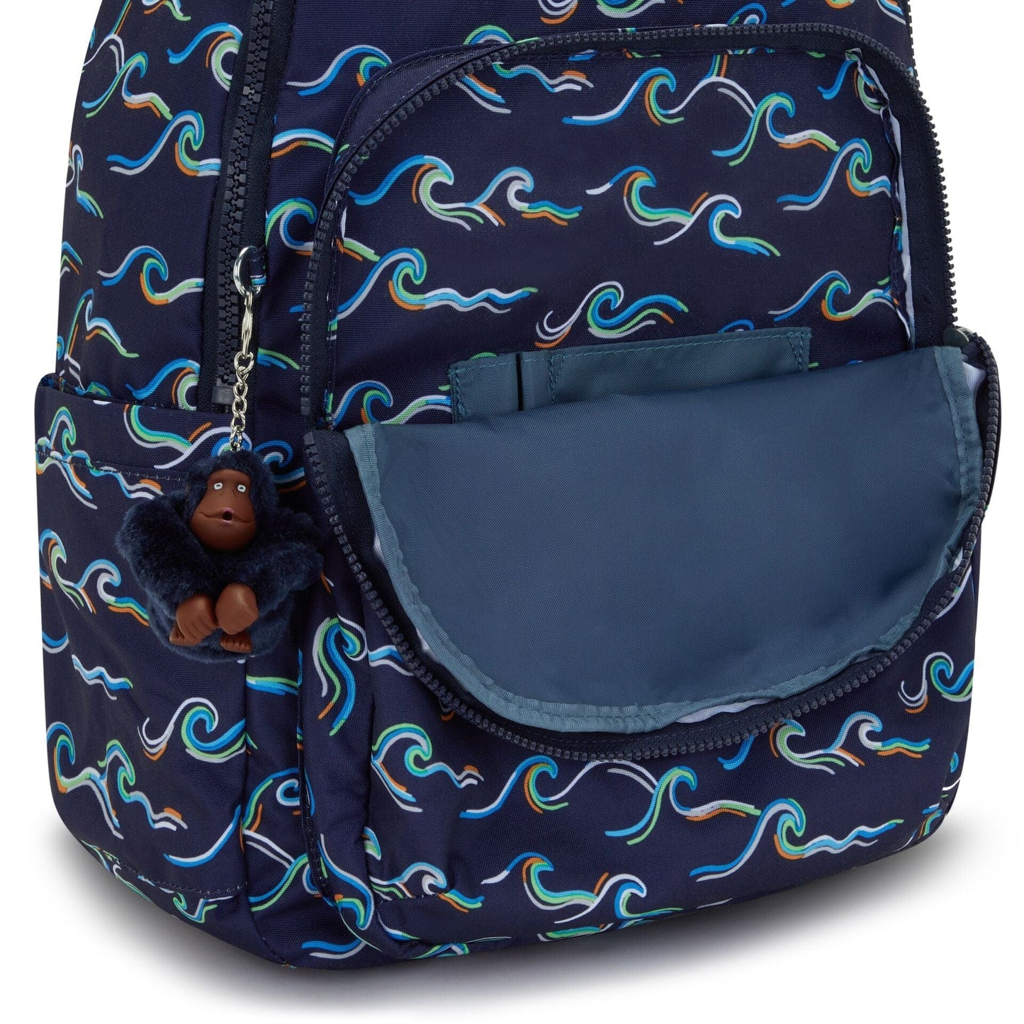 Kipling-Seoul-Large Backpack With Padded Laptop Compartment-Fun Ocean Print-I4851-W92