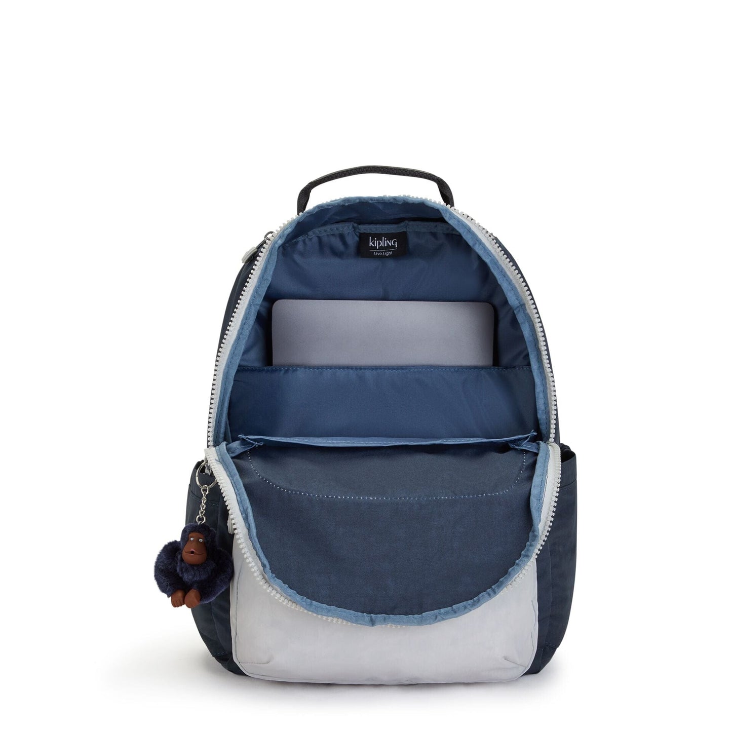 Kipling-Seoul-Large Backpack With Padded Laptop Compartment-True Blue Grey-I5140-U84