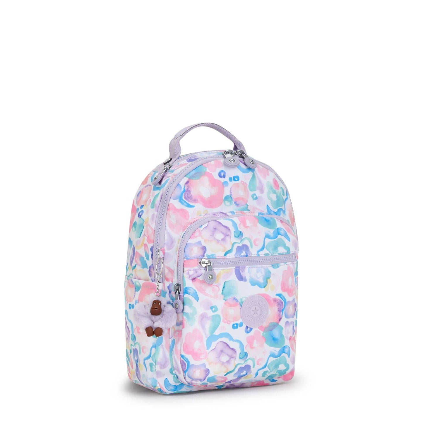 Kipling-Seoul S-Small Backpack With Tablet Compartment-Aqua Flowers-I5357-2Fw
