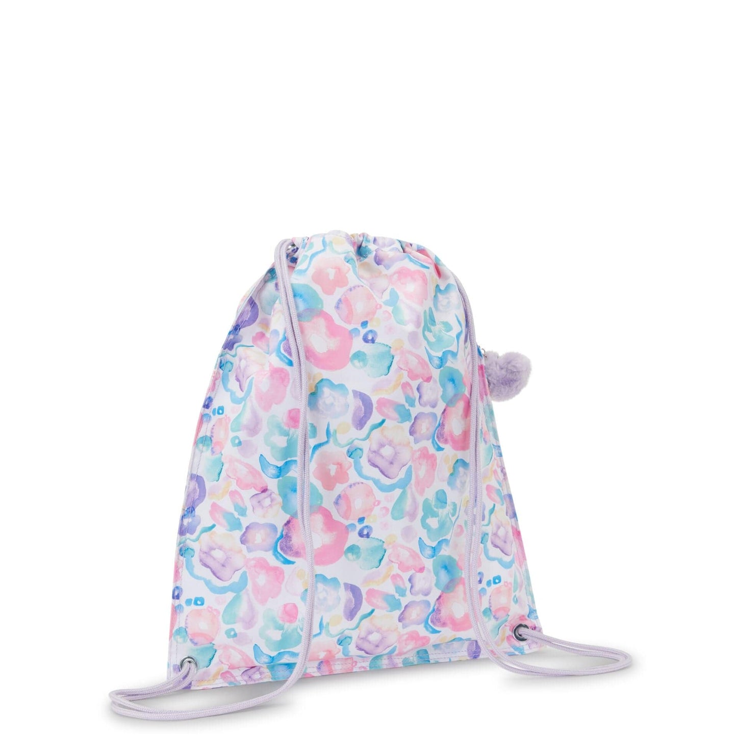 Kipling-Supertaboo-Medium Drawstring Bag-Aqua Flowers-I5637-2Fw