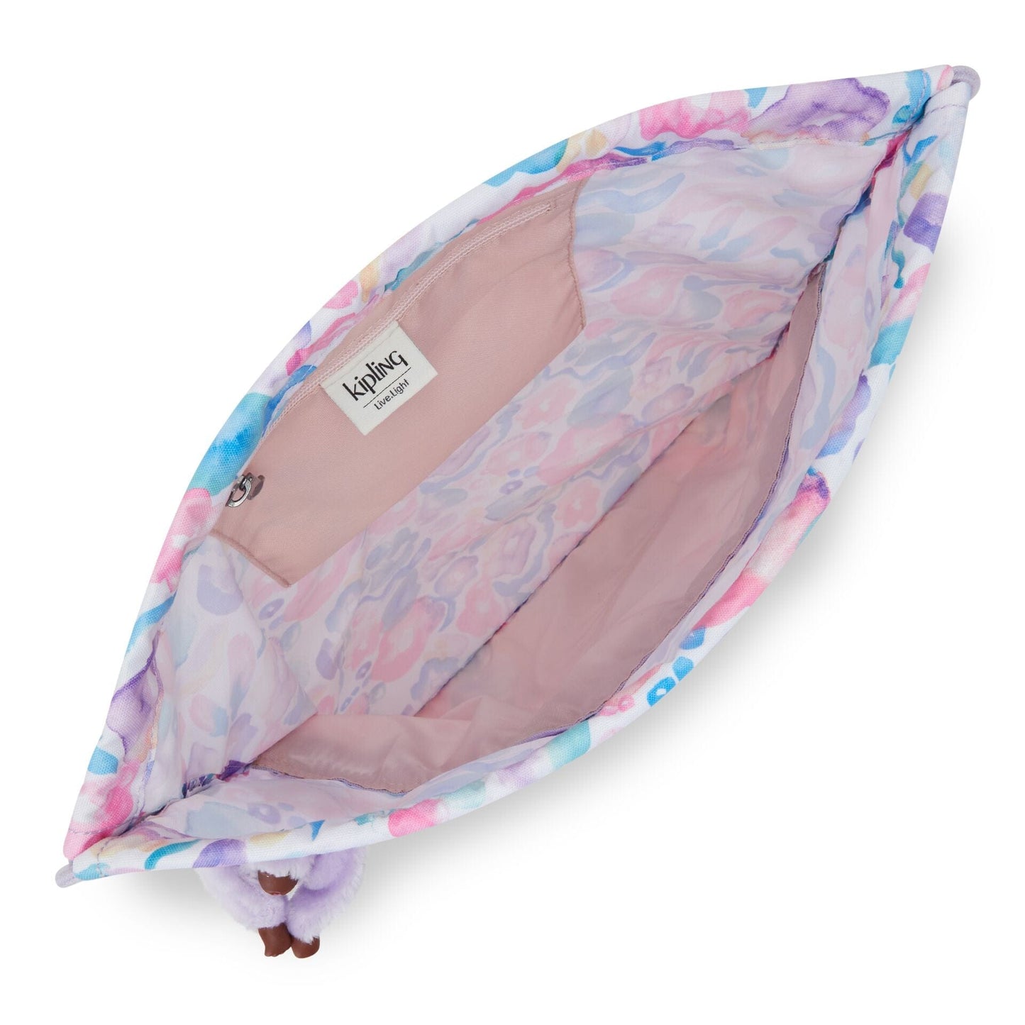 Kipling-Supertaboo-Medium Drawstring Bag-Aqua Flowers-I5637-2Fw