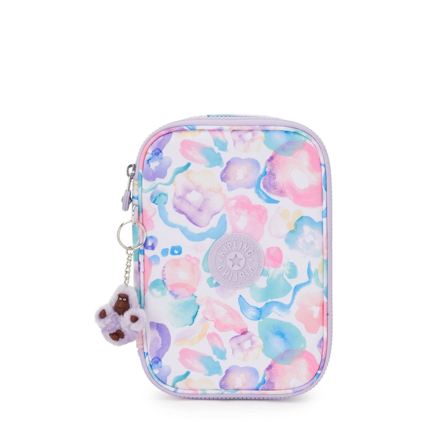 KIPLING-100 Pens-Large pencase holds up to 100 pens-Aqua Flowers-I6002-2FW