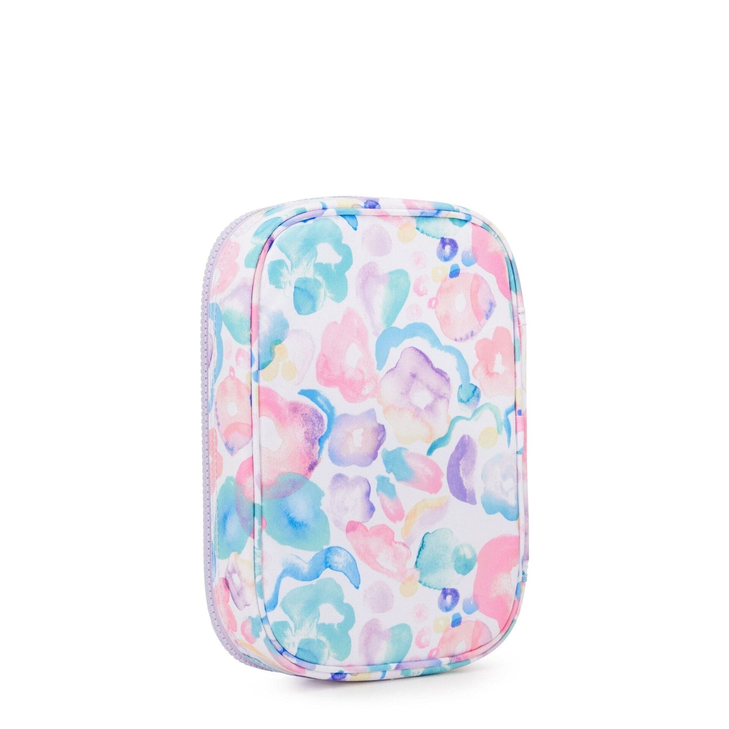 Kipling-100 Pens-Large Pencase Holds Up To 100 Pens-Aqua Flowers-I6002-2Fw