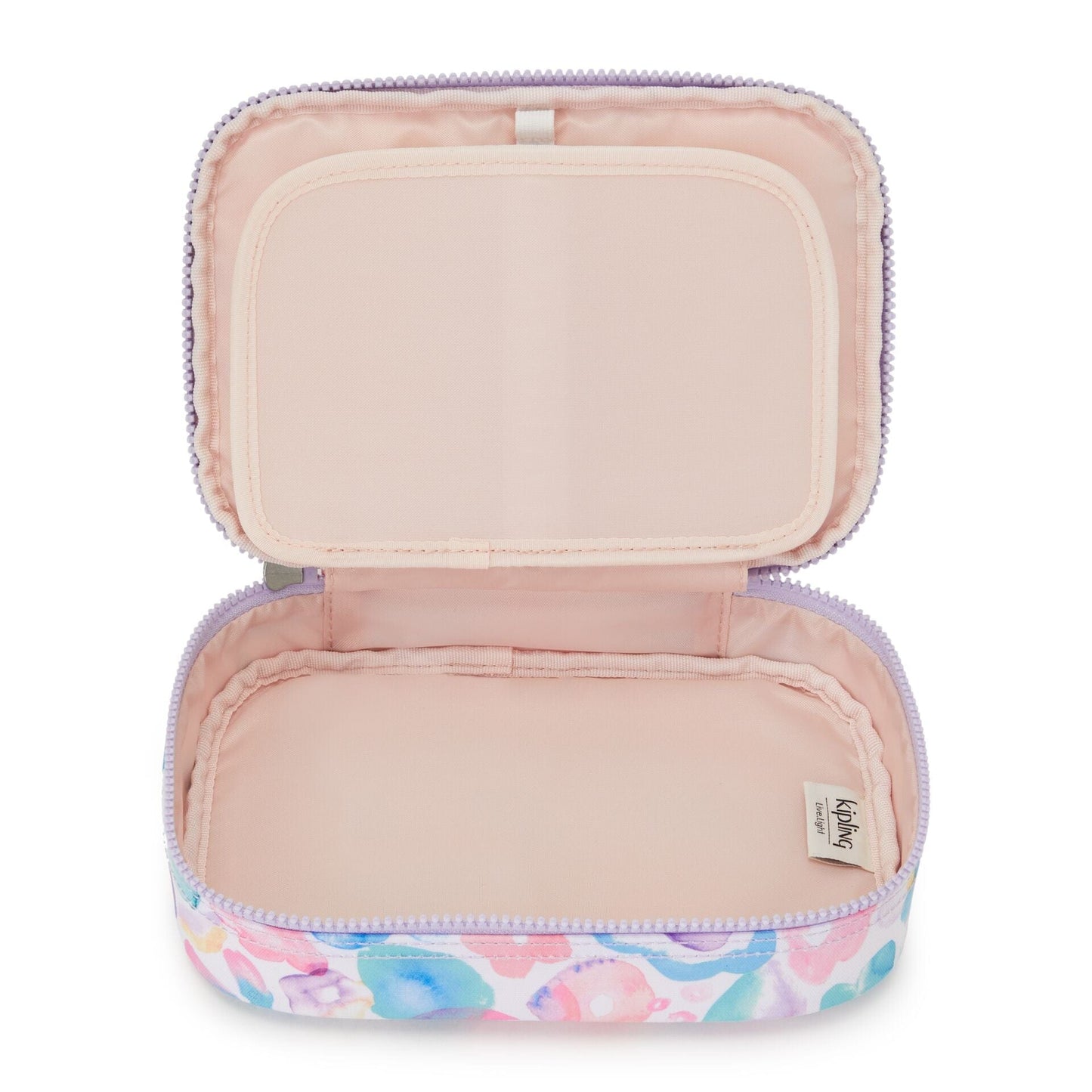 Kipling-100 Pens-Large Pencase Holds Up To 100 Pens-Aqua Flowers-I6002-2Fw