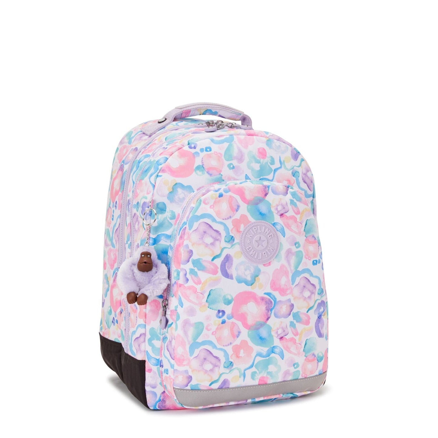Kipling-Class Room-Large Backpack With Laptop Protection-Aqua Flowers-I7090-2Fw