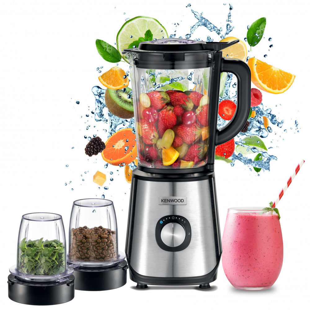 Kenwood 1.5l Glass Blender With Mill 1000w Black/Silver, BLM45.720SS