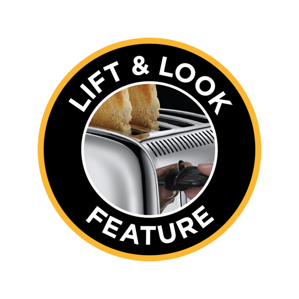 Russell Hobbs Classic Stainless Steel 4 Slice Bread Toaster With High Lift & Wide Slots - 23340