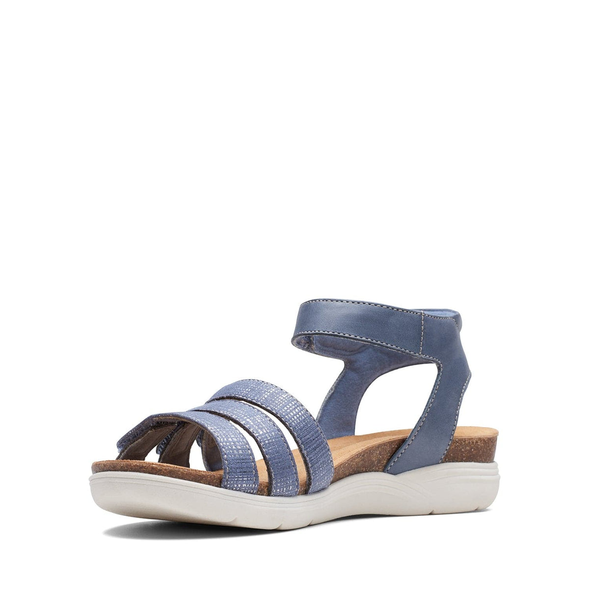 Clarks April Dove Sandals - Denim Blue Lea - 261705085 - E Width (Wide Fit)