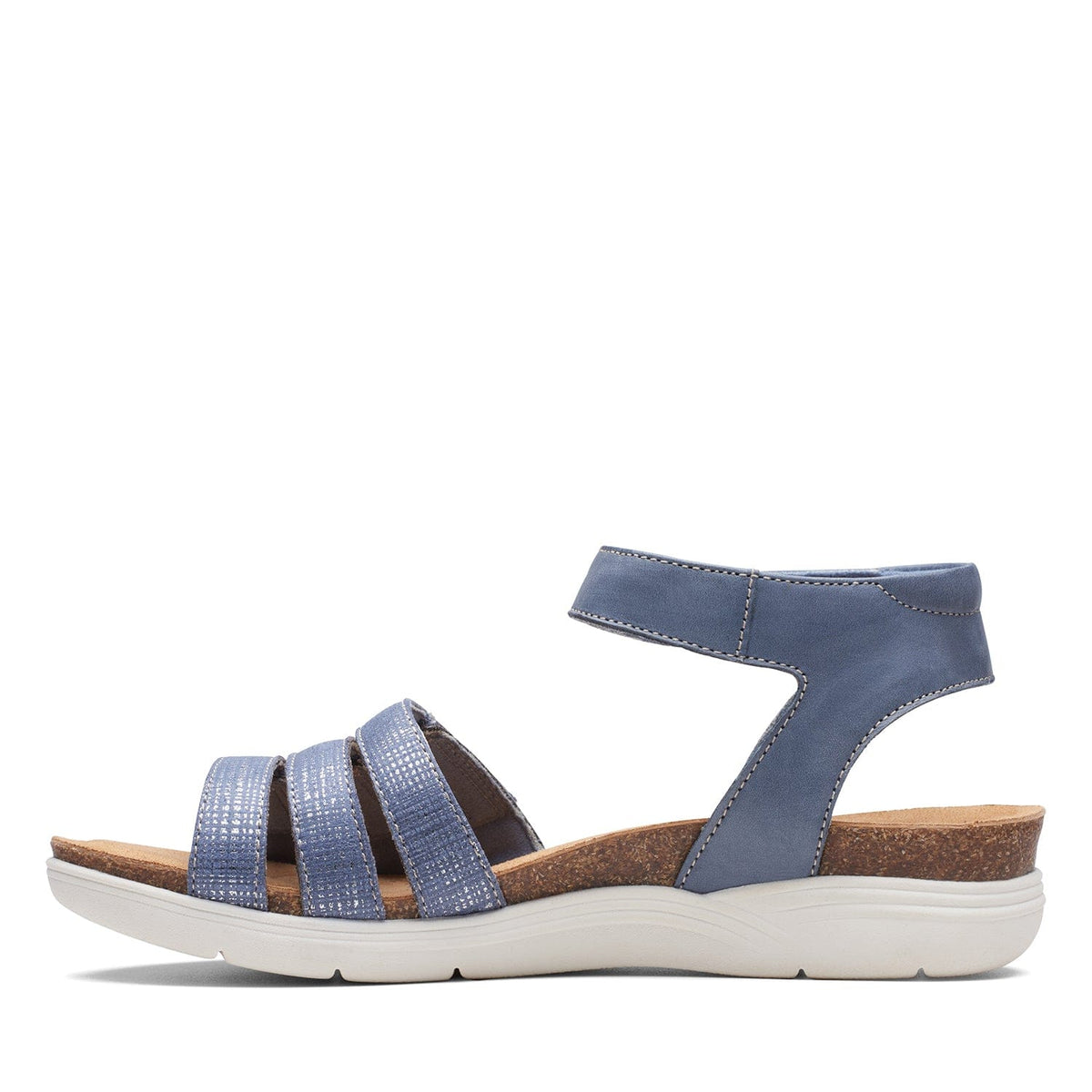Clarks April Dove Sandals - Denim Blue Lea - 261705085 - E Width (Wide Fit)