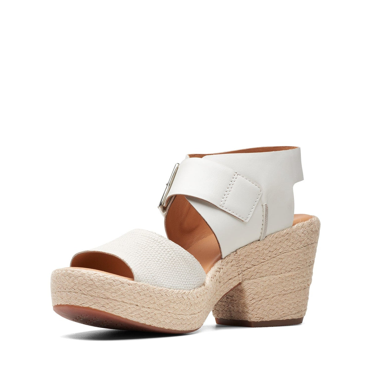 Clarks Kimmeihi Strap Sandals - White Combi - 261710124 - D Width (Standard Fit)