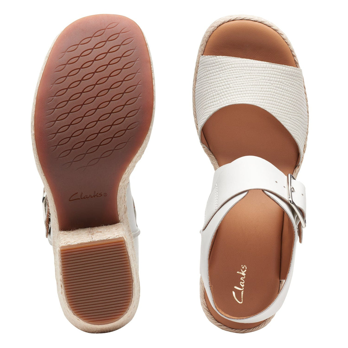 Clarks Kimmeihi Strap Sandals - White Combi - 261710124 - D Width (Standard Fit)