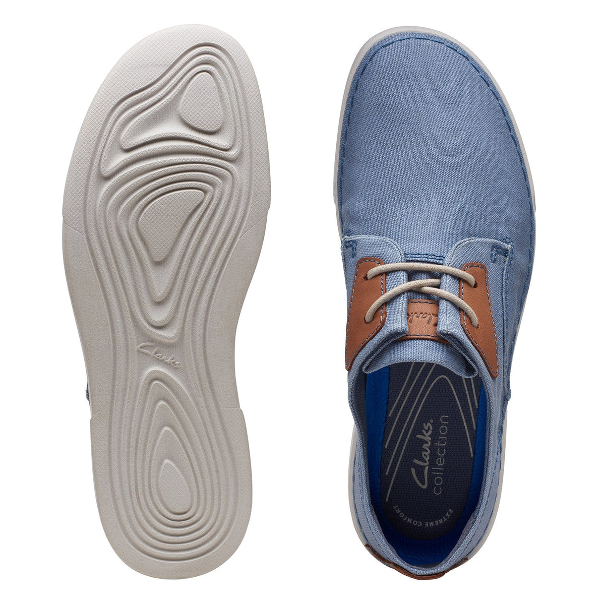 Clarks Gereld Tie Shoes - Blue Textile - 261716718 - H Width (Wide Fit)