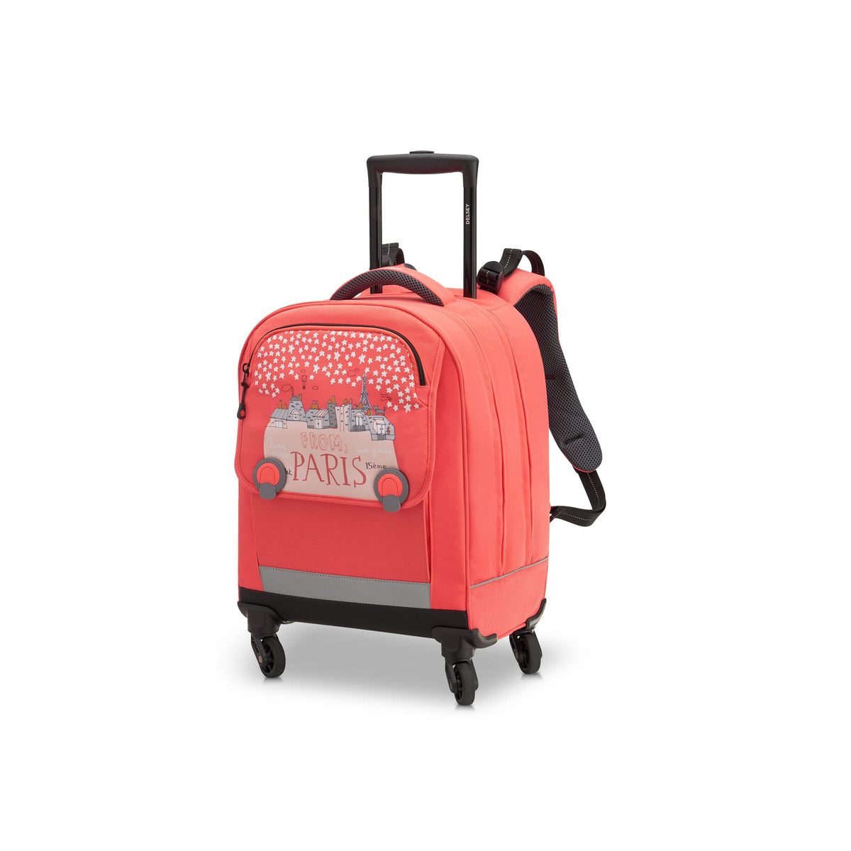 Delsey Paris BTS 2021 4 Wheel Coral Pink Wheeled School Bag