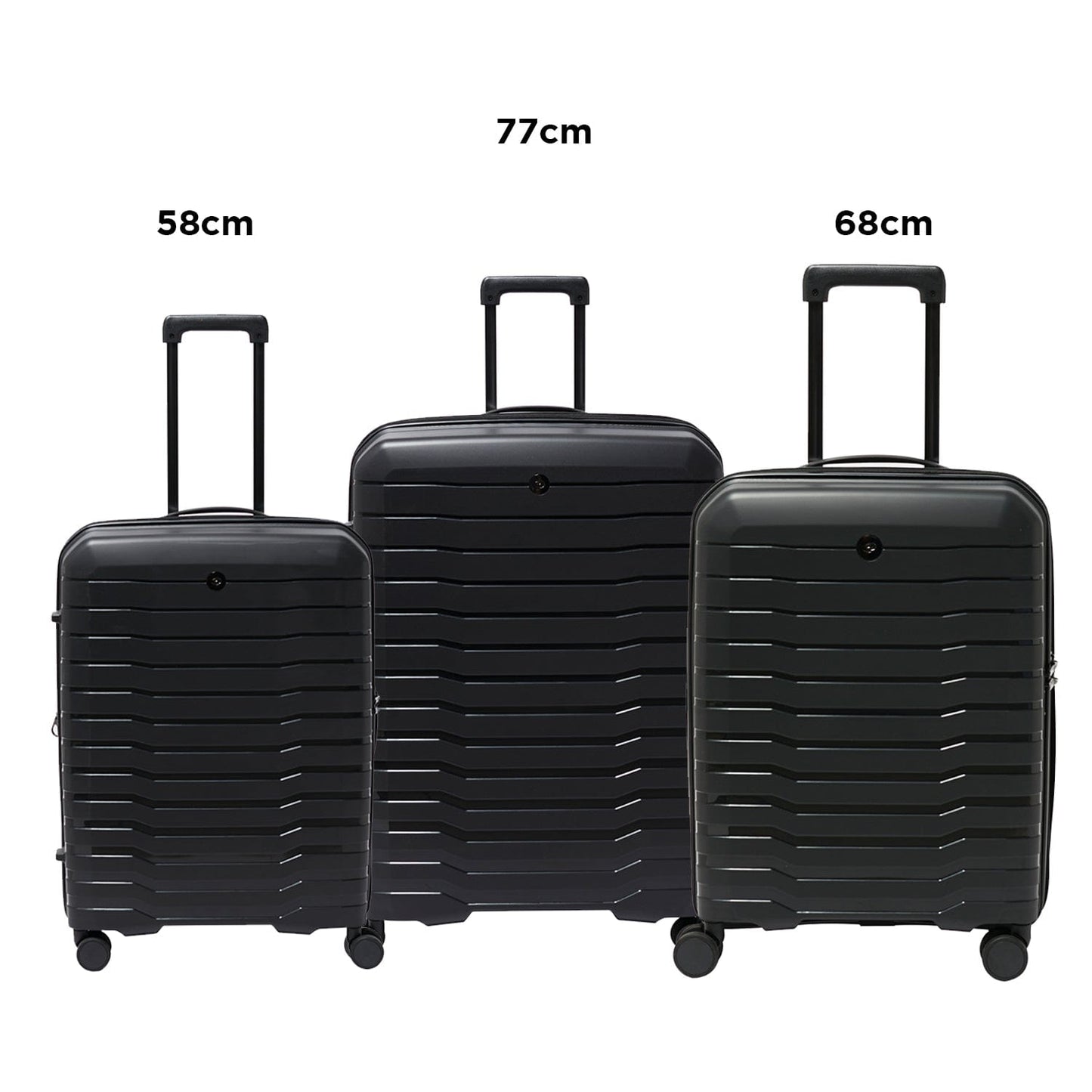 Echolac Lordnorth Expandable 58+68+77cm Black Luggage Set