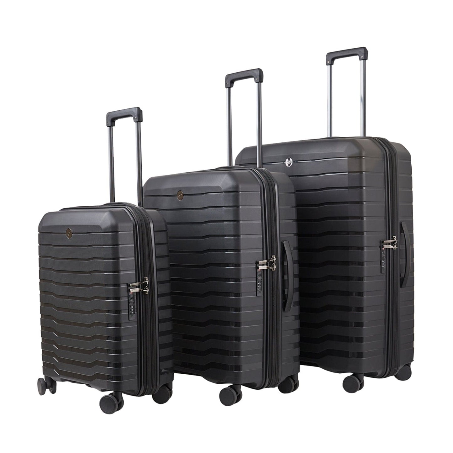 Echolac Lordnorth Expandable 58+68+77cm Black Luggage Set
