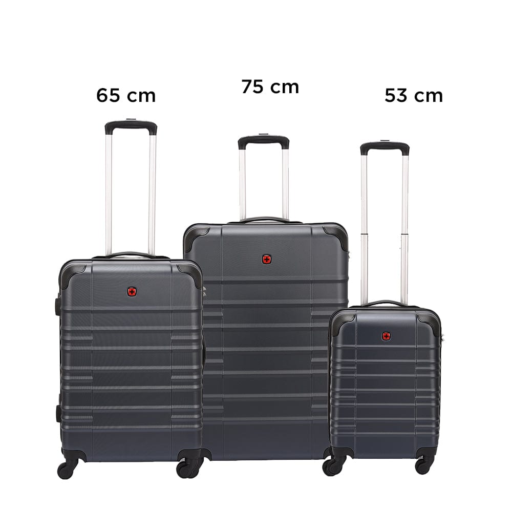Wenger Amplar 3 Piece 53+65+75cm Hardside Non-Expandable Check-In Luggage Trolley Set Navy Blue - 653150