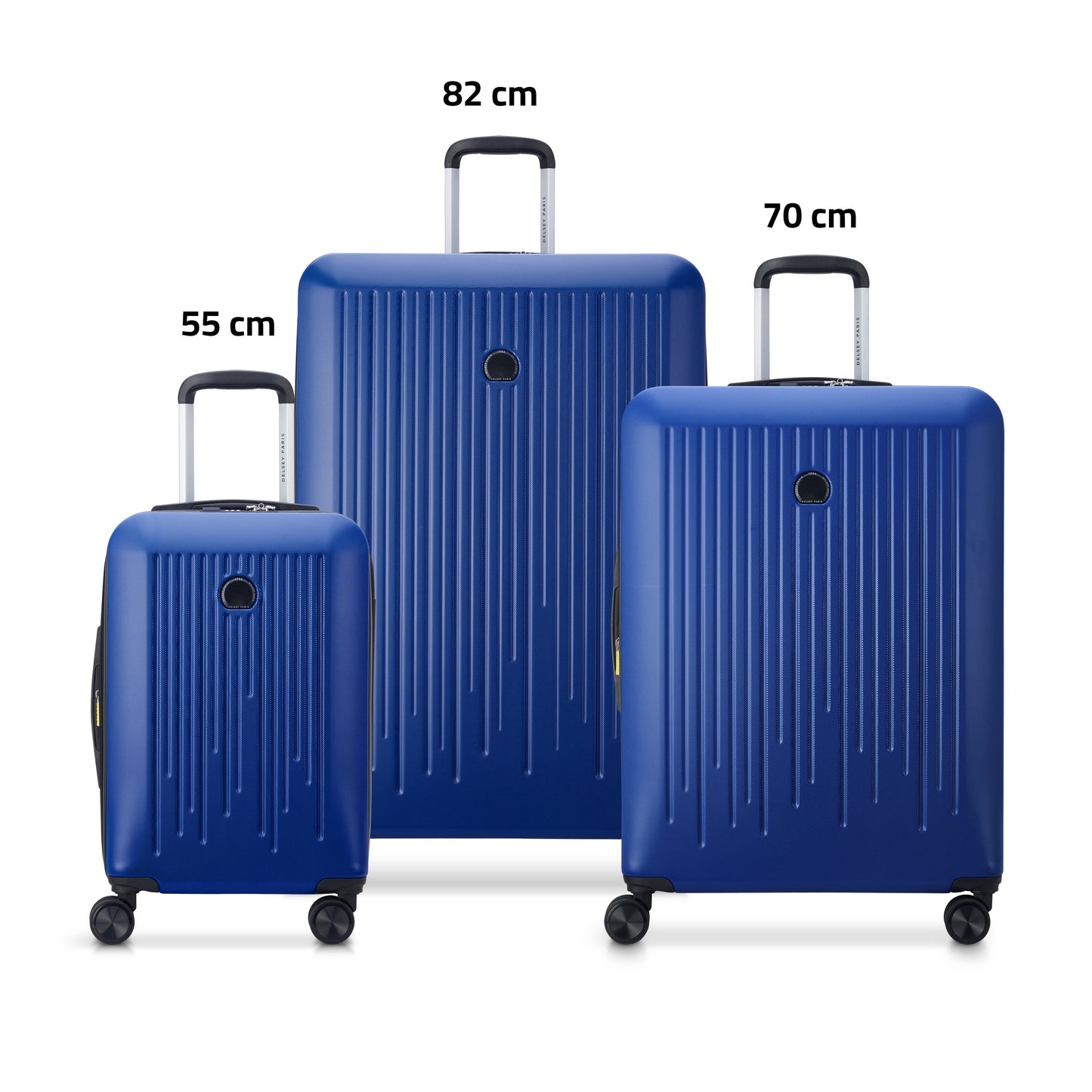 Delsey Christine 3Piece SET 55+70+82Cm Hardcase 4 Double Wheel Expandable Cabin & Check-In Luggage Trolley Set Klein Blue