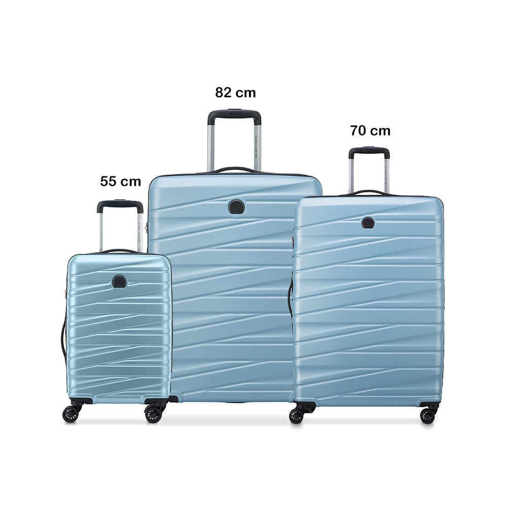 Delsey Tiphanie 3Piece SET 55+70+82cm Hardcase 4 Double Wheel Expandable Cabin & Check-In Luggage Trolley Set Aqua