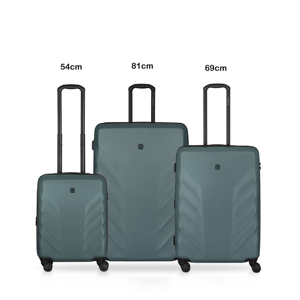 Wenger Motion 3 Piece 54+69+81cm Hardside Expandable Cabin & Check-In Luggage Trolley Set Green