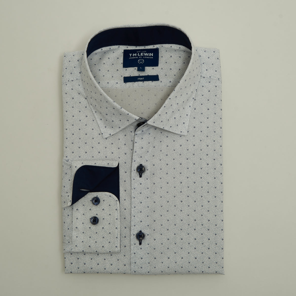 CASUAL SLIM FIT WHITE FLORAL BUTTON CUFF SHIRT
