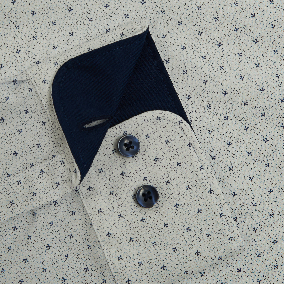 CASUAL SLIM FIT WHITE FLORAL BUTTON CUFF SHIRT