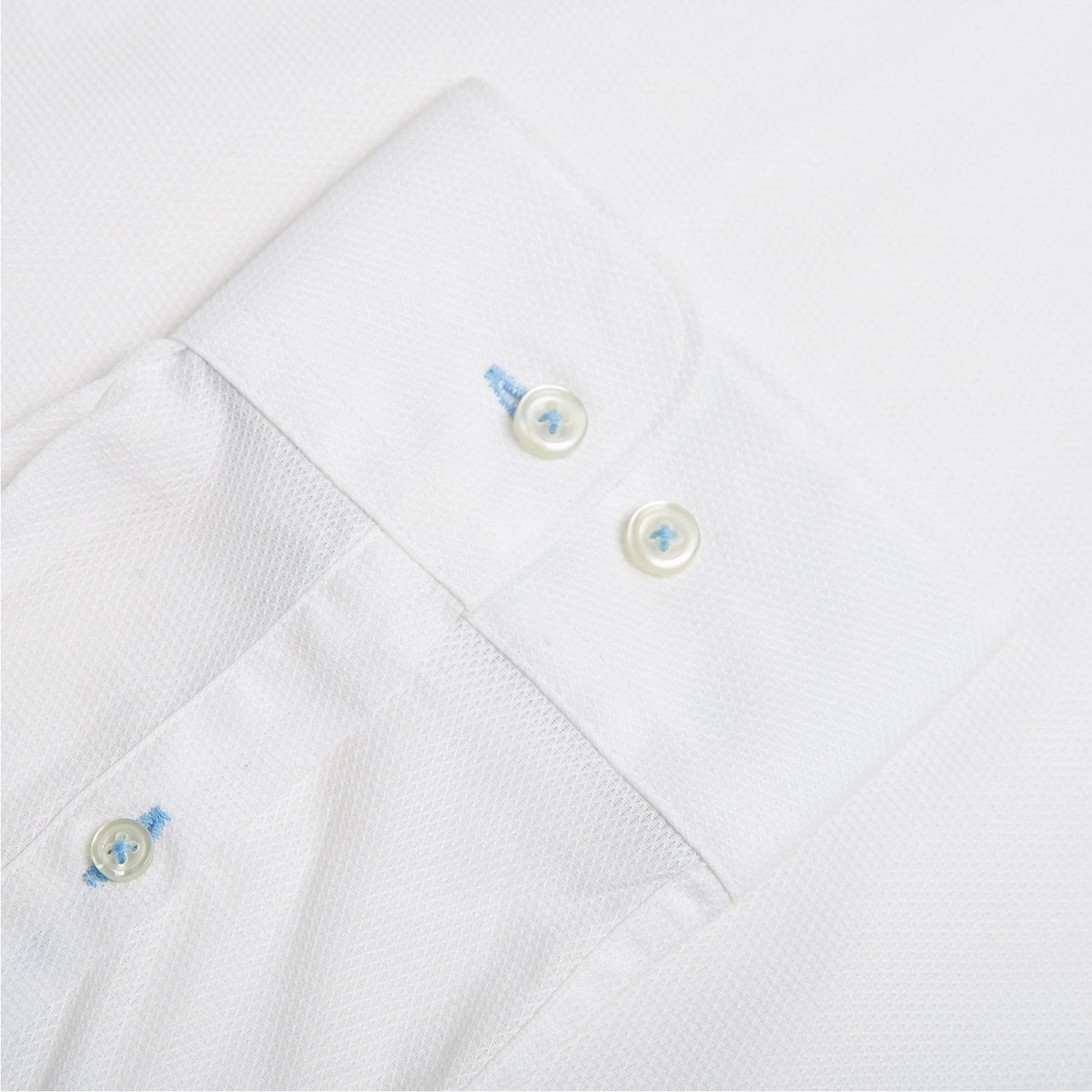 WHITE LENO PRINT TRIM SHIRT