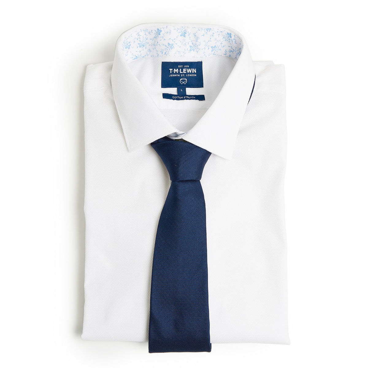 WHITE LENO PRINT TRIM SHIRT
