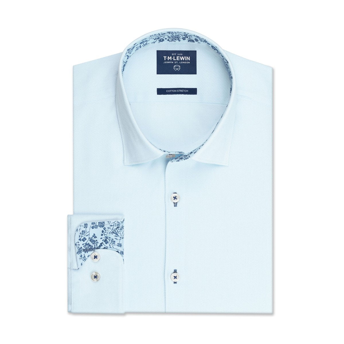 T.M.Lewin-Plain-Leno-Print-Trim-Casual-Shirt-Blue-72053-002