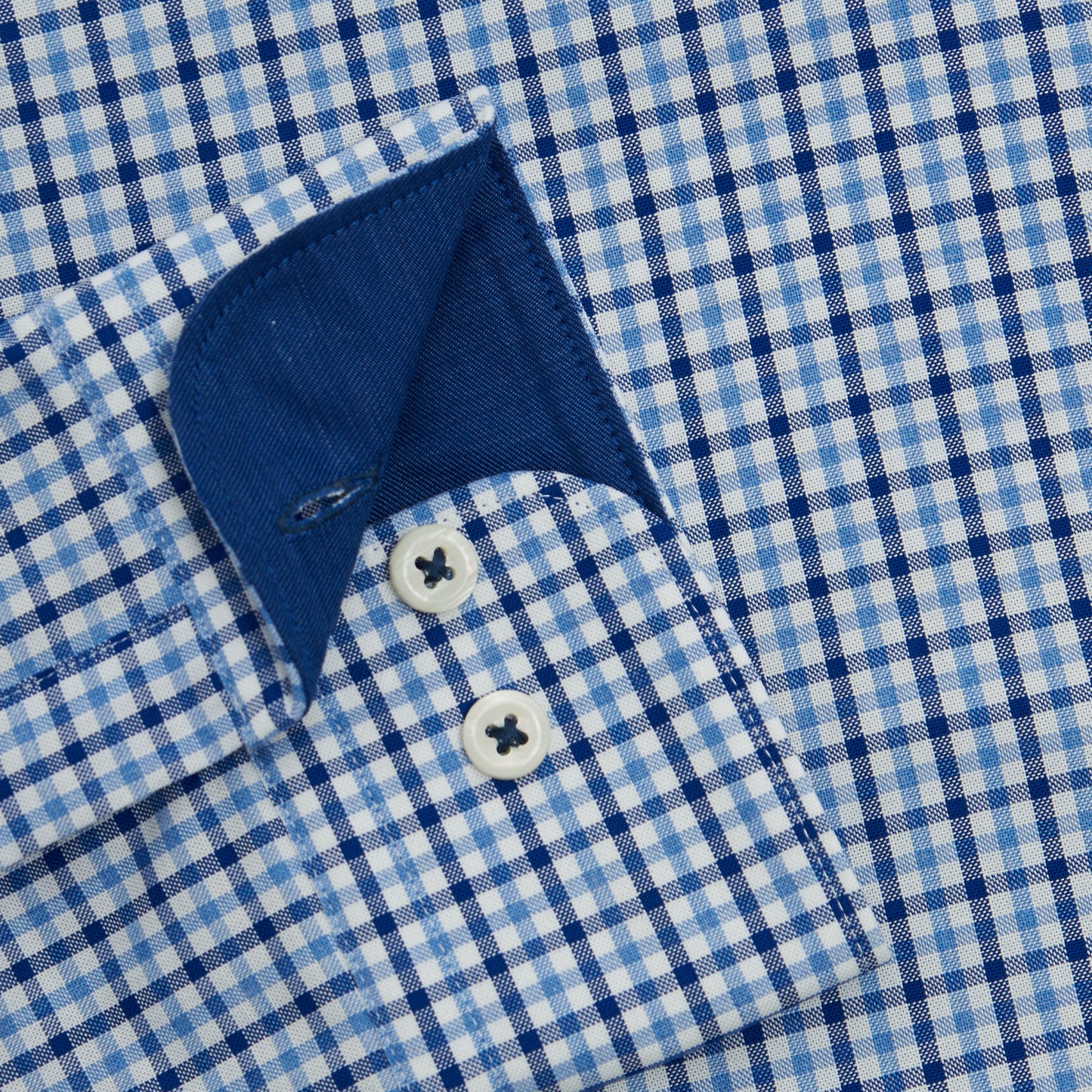 CASUAL FITTED CHECK PRINT BUTTON CUFF SHIRT