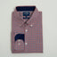 CASUAL FITTED NAVY AND RED CHECK BUTTON CUFF SHIRT