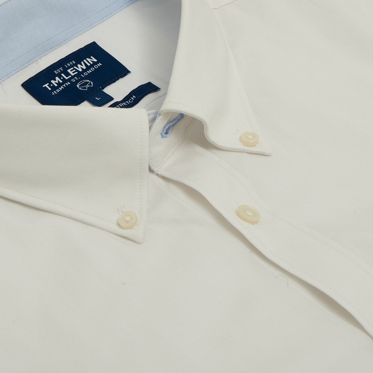 CASUAL STRETCH WHITE BUTTON CUFF SHIRT