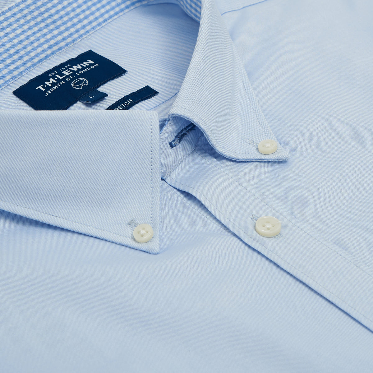 CASUAL STRETCH BLUE BUTTON CUFF SHIRT