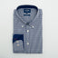 CASUAL FITTED NAVY GINGHAM BUTTON CUFF SHIRT