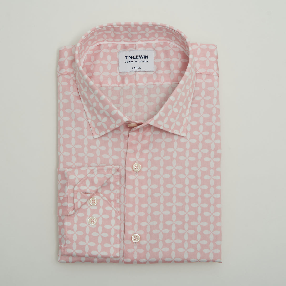 GEOMETRIC PINK AND WHITE SINGLE CUFF SHIRT