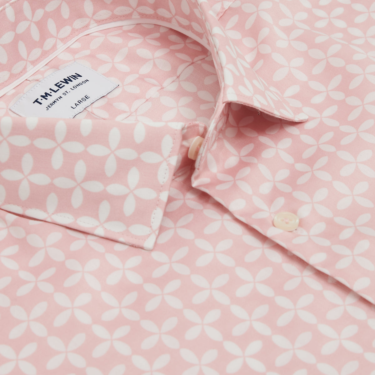 GEOMETRIC PINK AND WHITE SINGLE CUFF SHIRT