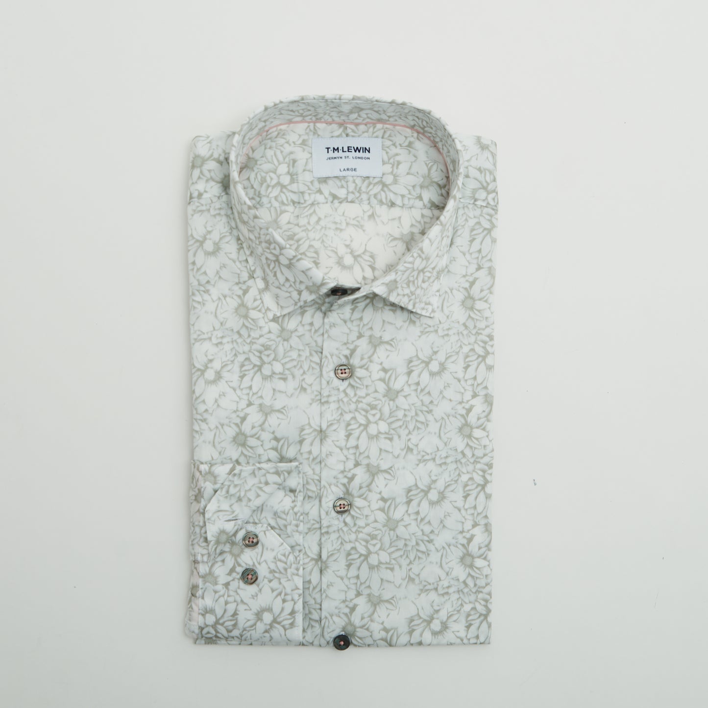 MILLENNIAL COLOUR COLLECTION FLORAL SAGE SINGLE CUFF SHIRT