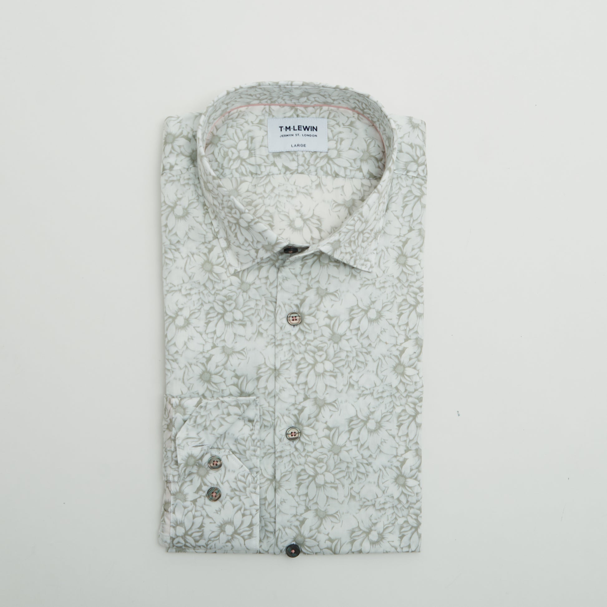 MILLENNIAL COLOUR COLLECTION FLORAL SAGE SINGLE CUFF SHIRT