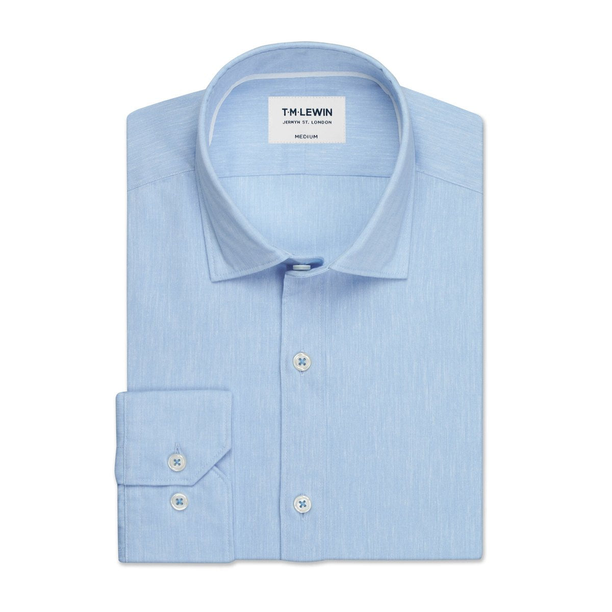 T.M.Lewin-Slimt-Fit-Cotton-Linen-Plain-Shirt-Blue-72837-002