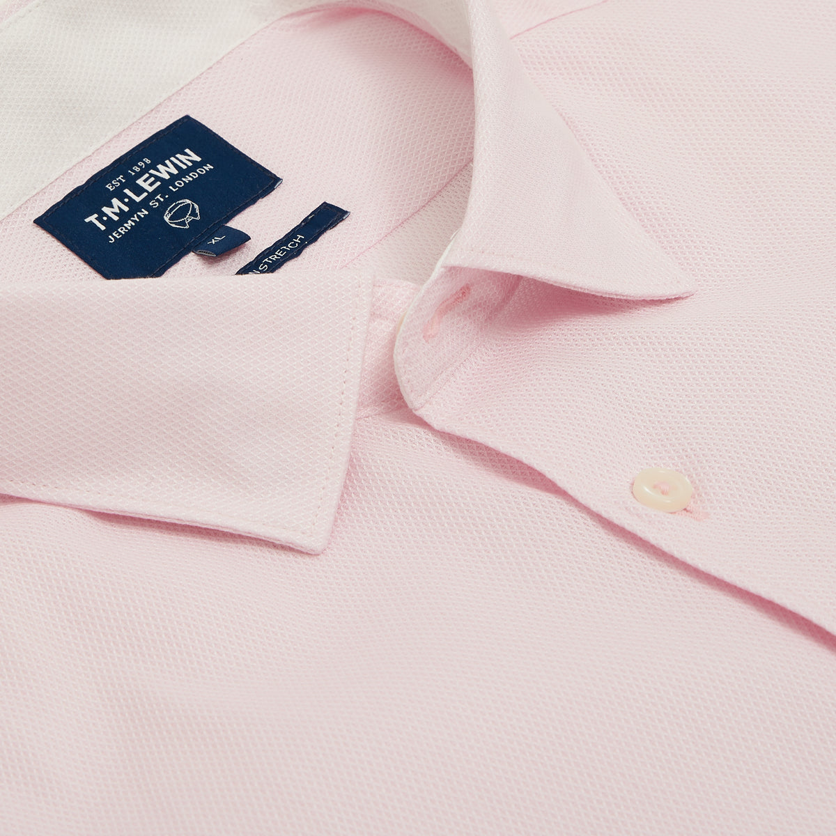 LENO WEAVE SLIM FIT PINK BUTTON CUFF SHIRT