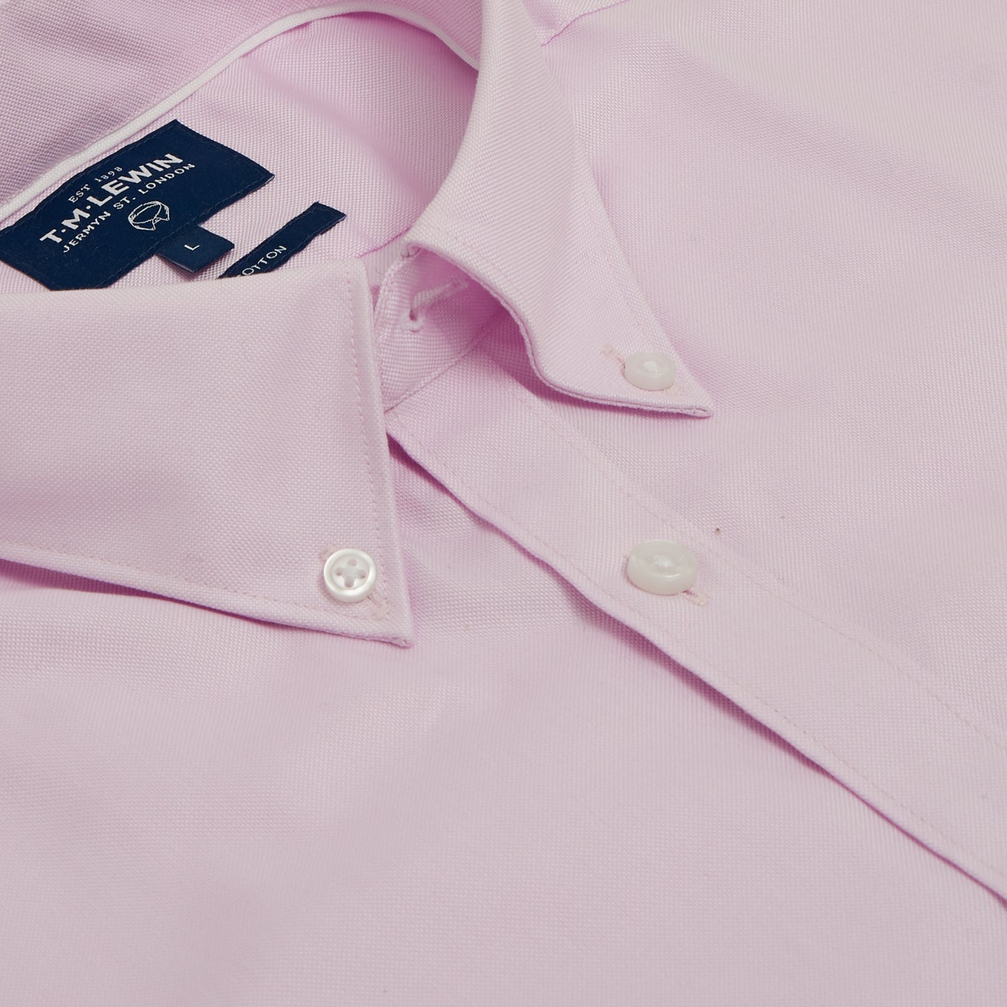 OXFORD WEAVE SUPIM  COTTON SLIM FIT PINK BUTTON CUFF SHIRT
