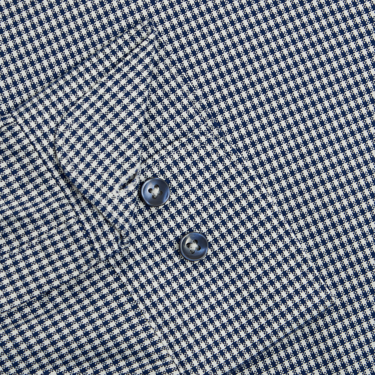 OXFORD WEAVE SUPIMA  COTTON SLIM FIT NAVY GINGHAM BUTTON CUFF SHIRT