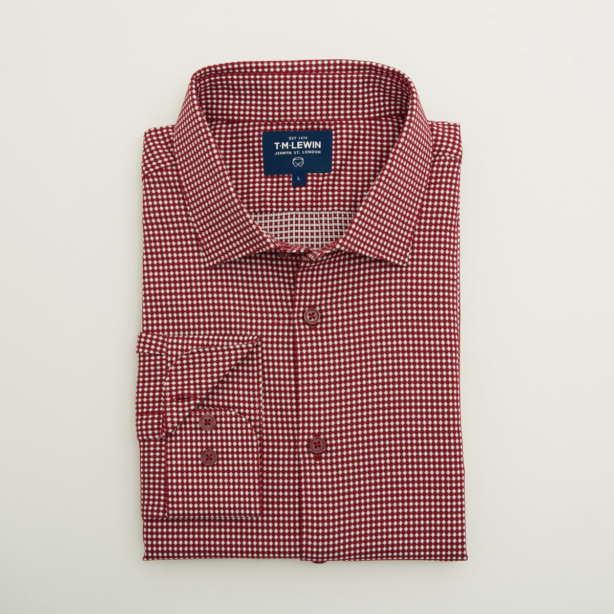 3D TEXTURE SLIM FIT RASPBERRY BUTTON CUFF SHIRT