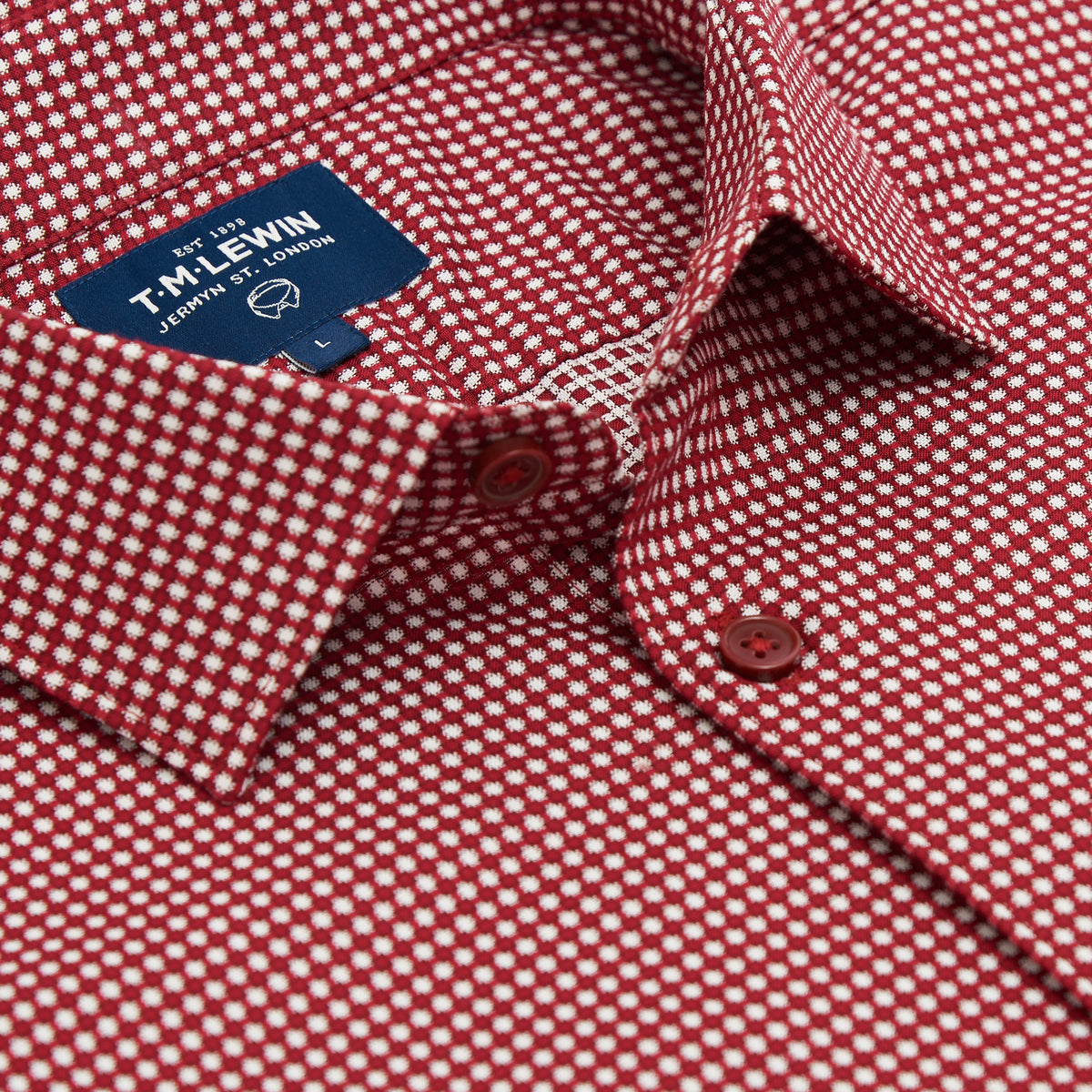3D TEXTURE SLIM FIT RASPBERRY BUTTON CUFF SHIRT